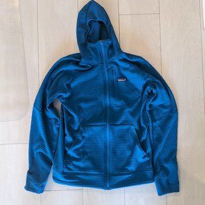 Patagonia R1 Hoody Mens M Balkan Blue Polartec Fleece Full Zip Hoodie